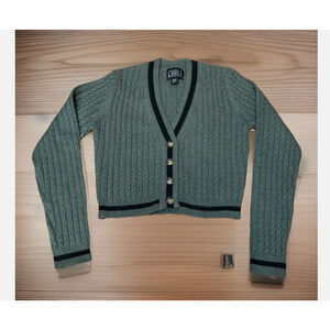 Women Ladies Cable Chunky Knit Cardigan Button Sleeves Grandad Cardigan XS - 022